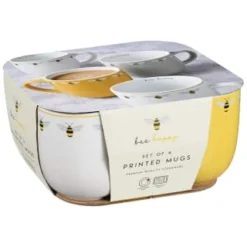 B&M Bee Happy Printed Mugs - 4pk -Home Furnishing Series Store 380506 4pk printed mugs bee happy 2