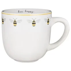 B&M Bee Happy Printed Mugs - 4pk -Home Furnishing Series Store 380506 4pk printed mugs bee happy white