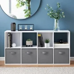 Home Furnishing Series Store -Home Furnishing Series Store 385647 lokken 8 cube shelving with 4 baskets